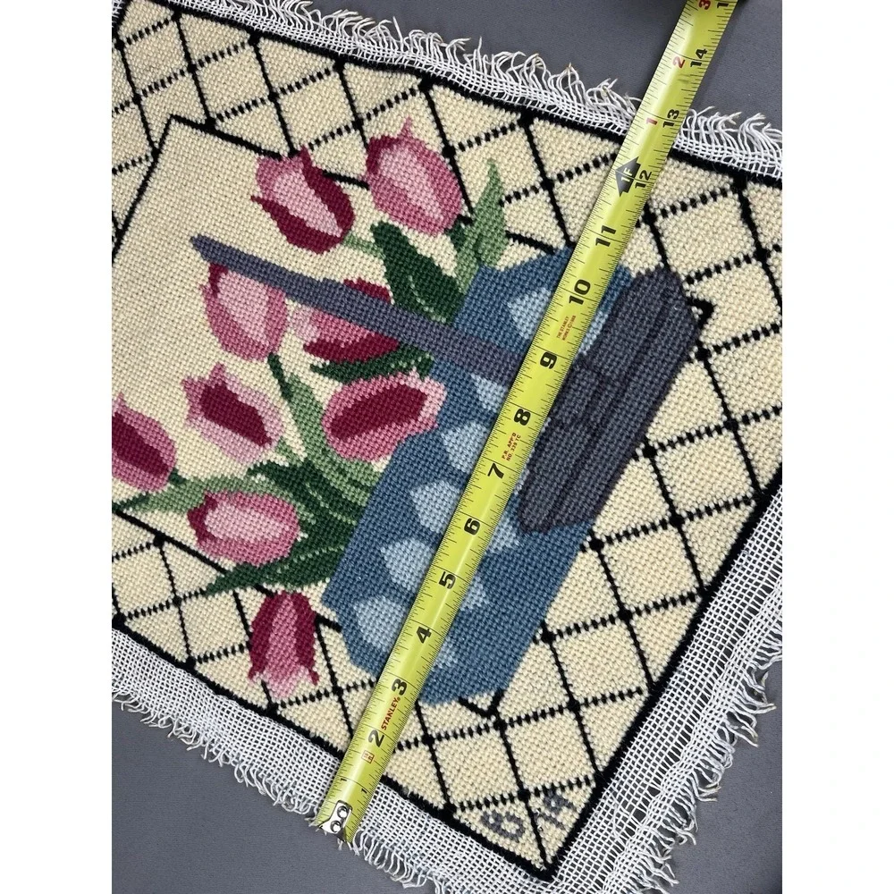 Finished Needlepoint Tulips In Pot 14.5